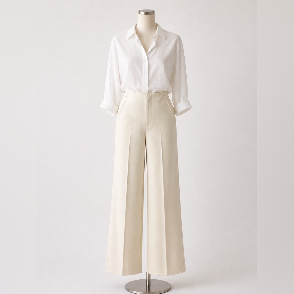 Chico’s So Slimming Juliet Wide Leg Pants Cream Size 2R (US 12) NWT